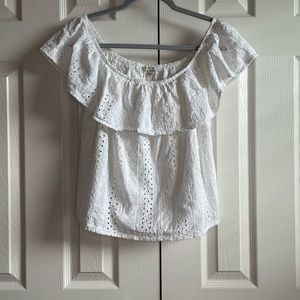 🌟WHITE Eyelet Crop Top - Size XL